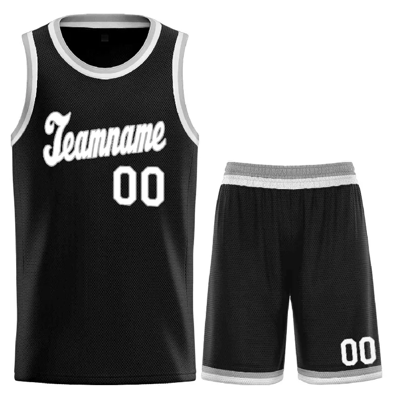 Basketball Jersey for All-Season Comfort-Custom Black White-Gray Classic Sets Sports Uniform Basketball Jersey