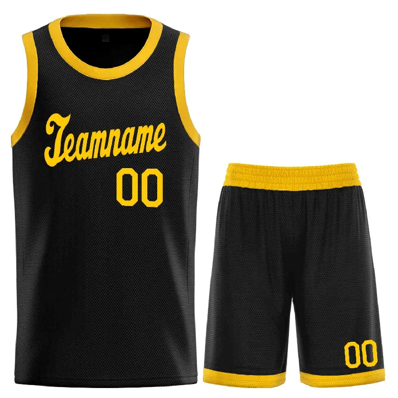 Basketball Jersey for Ultimate Flexibility-Custom Black Yellow Classic Sets Sports Uniform Basketball Jersey