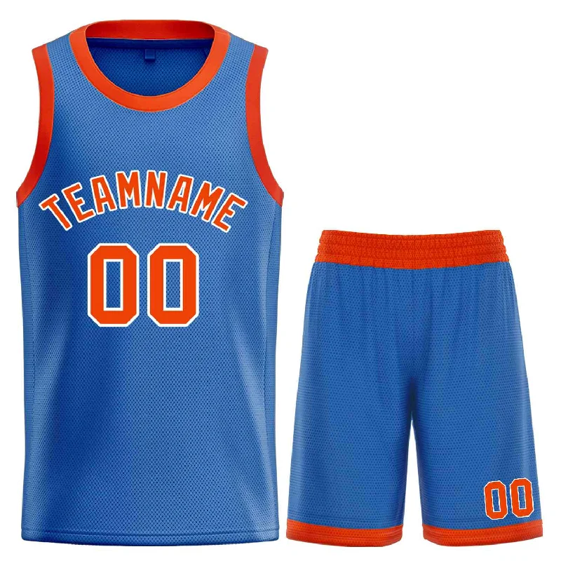 Custom Blue Orange-White Bull Classic Sets Curved Basketball Jersey