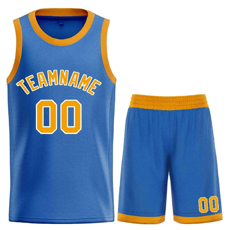 Basketball Jersey for Comfortable Fit with Stretchable Fabric-Custom Blue Yellow-White Bull Classic Sets Curved Basketball Jersey