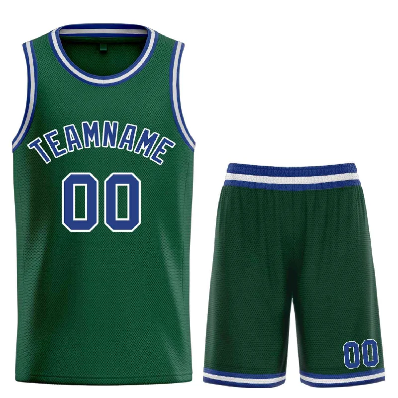 Basketball Jersey with Sweat-Wicking and Quick-Dry Features-Custom Hunter Green Royal-White Bull Classic Sets Curved Basketball Jersey