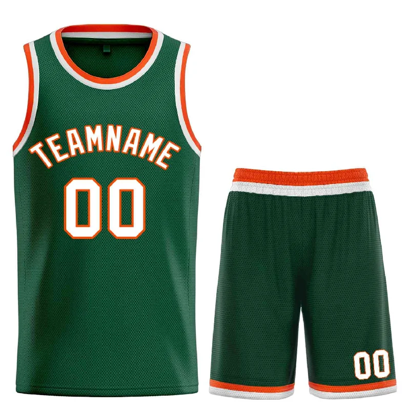 Basketball Jersey with Enhanced Breathability-Custom Hunter Green White-Orange Bull Classic Sets Curved Basketball Jersey