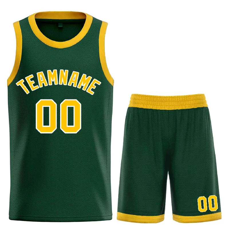 Basketball Jersey for Optimal Game-Day Comfort-Custom Hunter Green Yellow-White Bull Classic Sets Curved Basketball Jersey