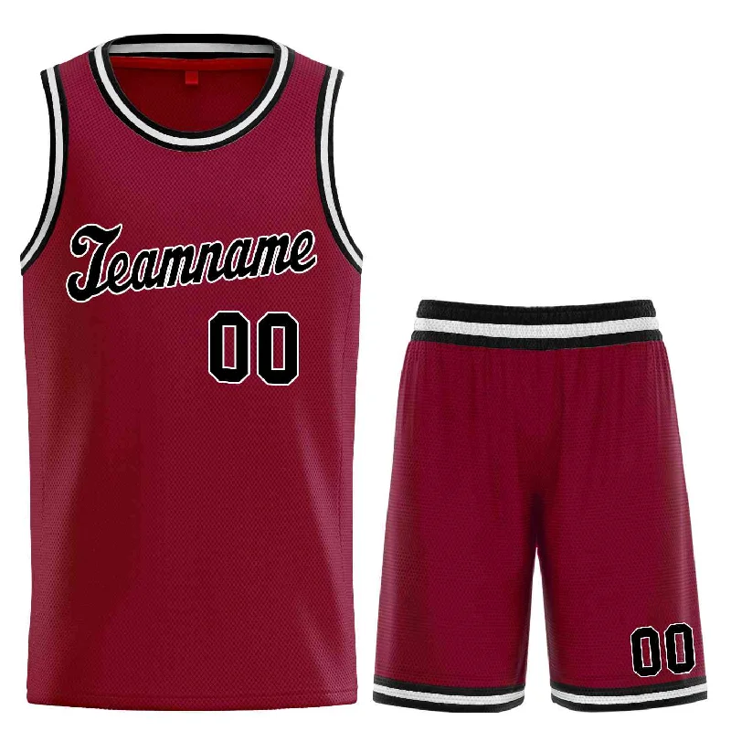 Basketball Jersey for Ultimate Breathability-Custom Maroon Black-White Classic Sets Sports Uniform Basketball Jersey