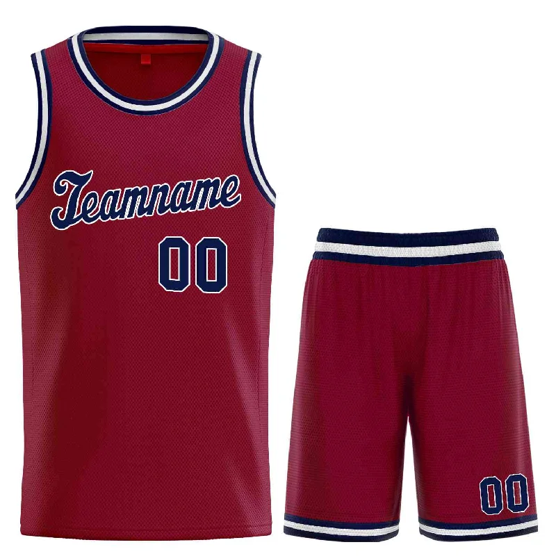 Basketball Jersey for Comfortable Wear All Day-Custom Maroon Navy-White Classic Sets Sports Uniform Basketball Jersey