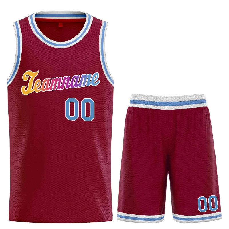 Basketball Jersey with Moisture Control for Sweat-Free Play-Custom Maroon Powder Blue-White Classic Sets Sports Uniform Basketball Jersey