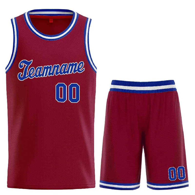 Basketball Jersey with Quick-Dry Technology-Custom Maroon Royal-White Classic Sets Sports Uniform Basketball Jersey