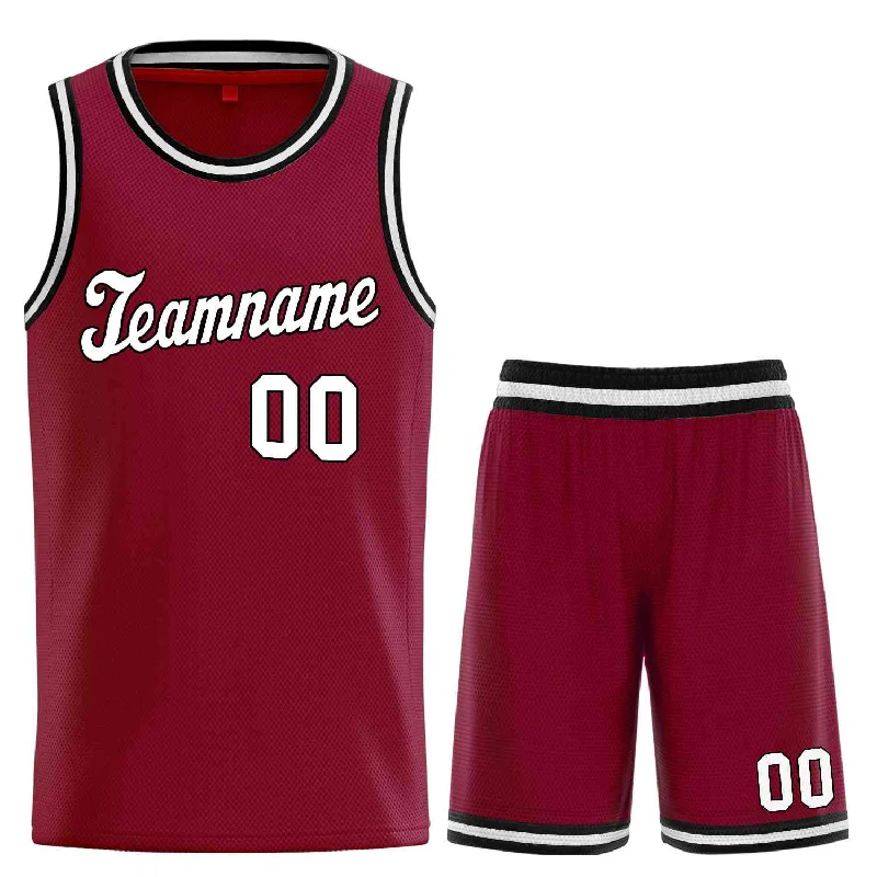 Basketball Jersey for Both Indoor and Outdoor Play-Custom Maroon White-Black Classic Sets Sports Uniform Basketball Jersey