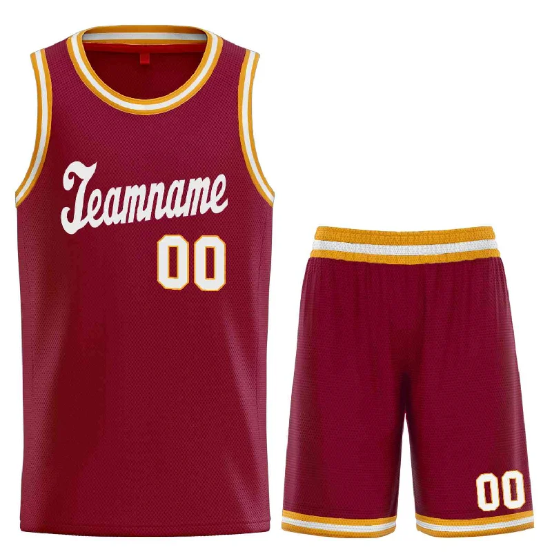 Basketball Jersey for Maximum Comfort and Flexibility-Custom Maroon White Classic Sets Sports Uniform Basketball Jersey