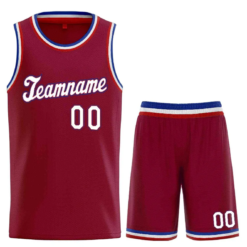 Basketball Jersey for Maximum Agility-Custom Maroon White-Red Classic Sets Sports Uniform Basketball Jersey