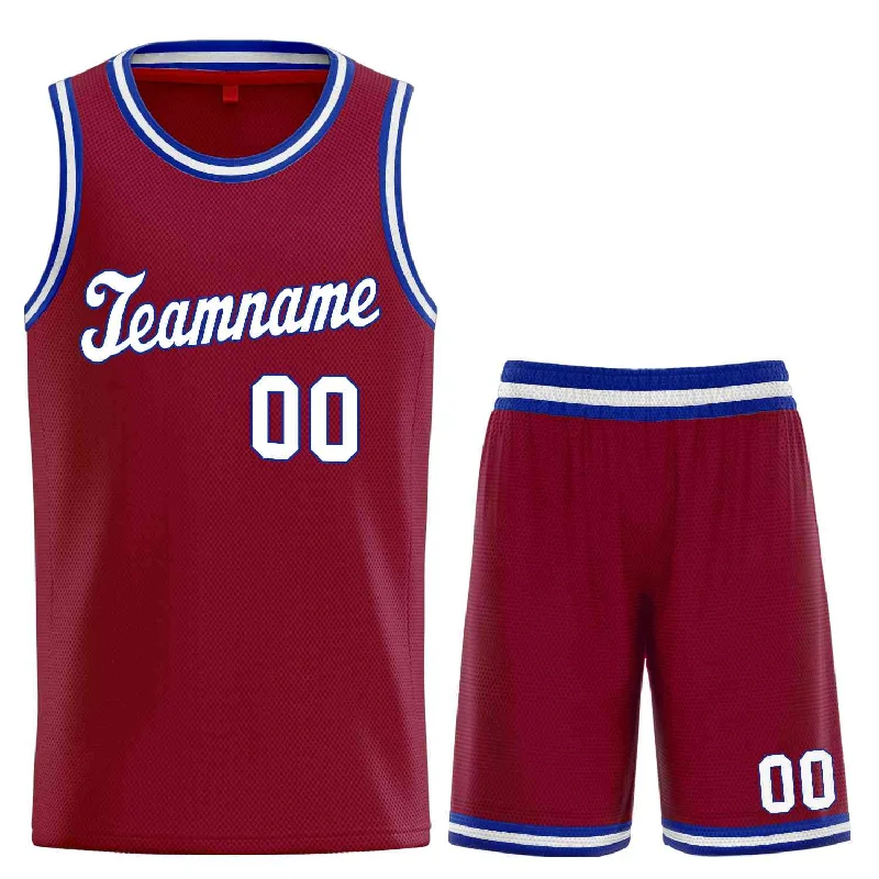 Basketball Jersey with Comfortable Design for Players-Custom Maroon White-Royal Classic Sets Sports Uniform Basketball Jersey