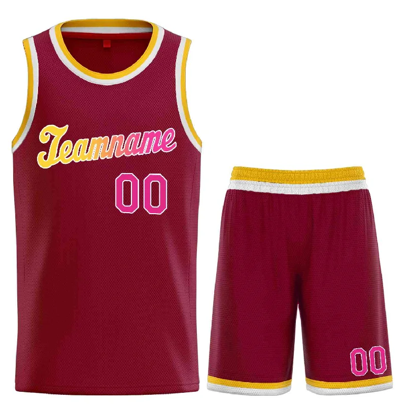 Basketball Jersey for High-Speed Performance-Custom Maroon Yellow-White Classic Sets Sports Uniform Basketball Jersey