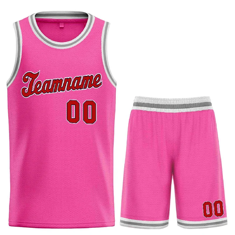 Basketball Jersey for Breathable, Lightweight Fabric-Custom Pink Maroon-Black Classic Sets Sports Uniform Basketball Jersey