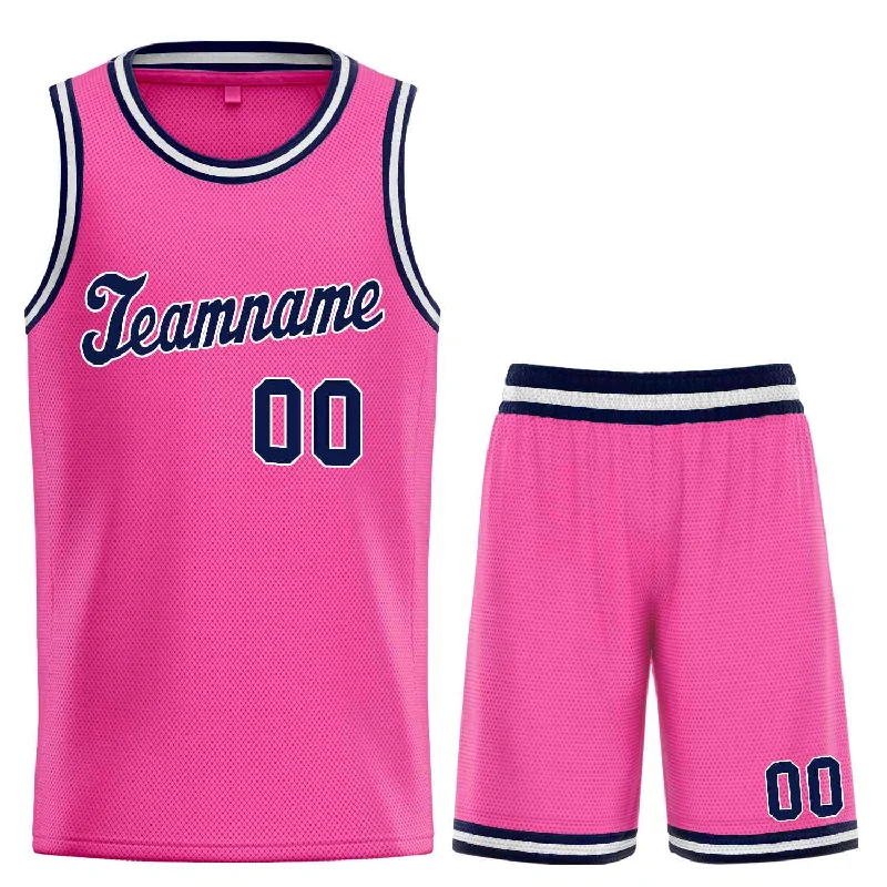 Basketball Jersey for Enhanced Fit and Comfort-Custom Pink Navy-White Classic Sets Sports Uniform Basketball Jersey