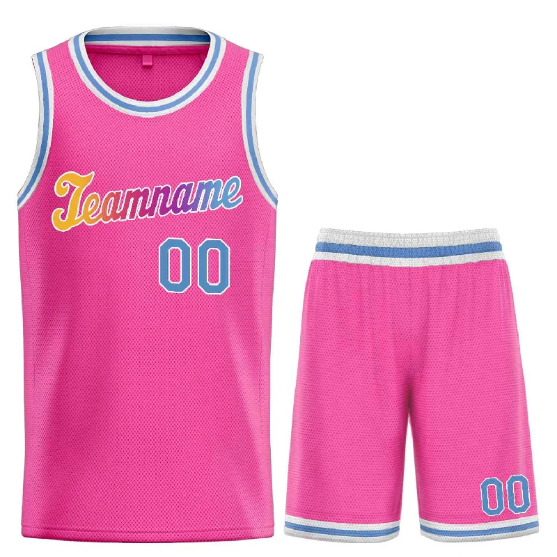 Basketball Jersey for Maximum Support and Flexibility-Custom Pink Powder Blue-White Classic Sets Sports Uniform Basketball Jersey