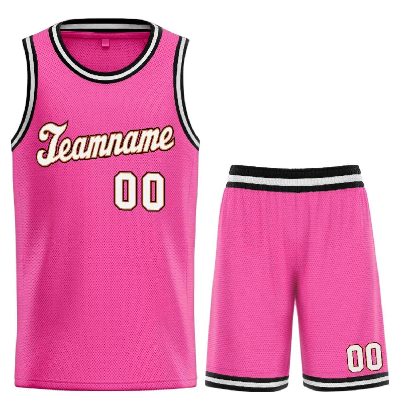 Basketball Jersey for Superior Durability-Custom Pink White-Orange Classic Sets Sports Uniform Basketball Jersey