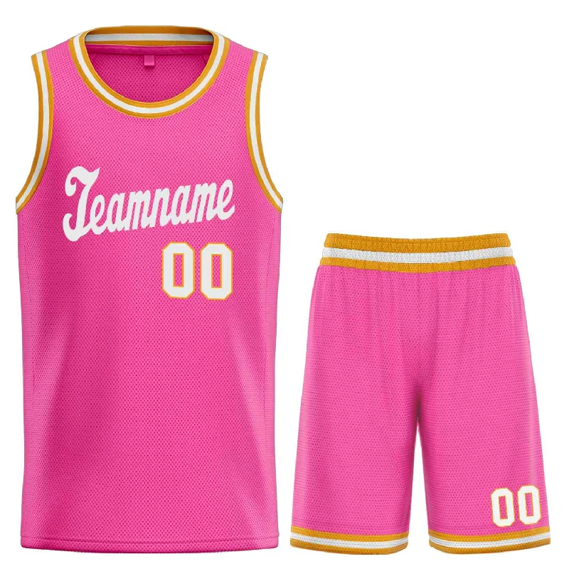 Basketball Jersey for Long-Lasting Comfort-Custom Pink WhiteClassic Sets Sports Uniform Basketball Jersey