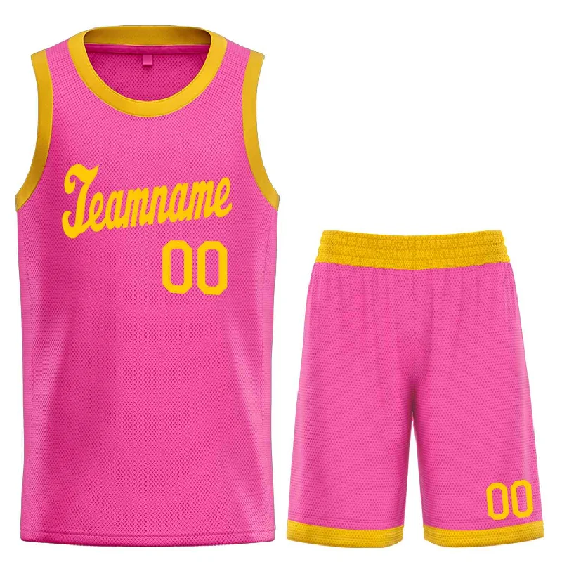 Basketball Jersey for All-Day Comfort and Play-Custom Pink Yellow Classic Sets Sports Uniform Basketball Jersey