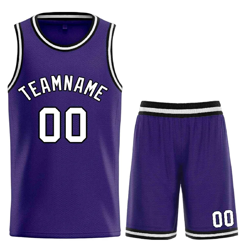 Basketball Jersey for Maximum Durability in Every Game-Custom Purple White-Black Bull Classic Sets Curved Basketball Jersey