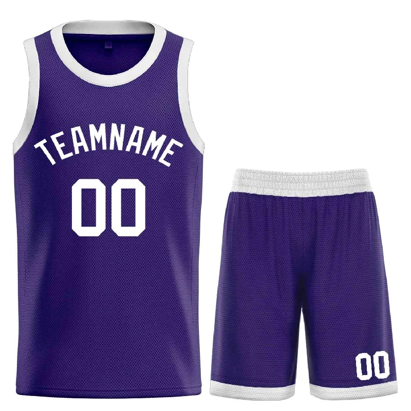 Basketball Jersey for Comfortable and Stylish Look-Custom Purple White-Bull Classic Sets Curved Basketball Jersey