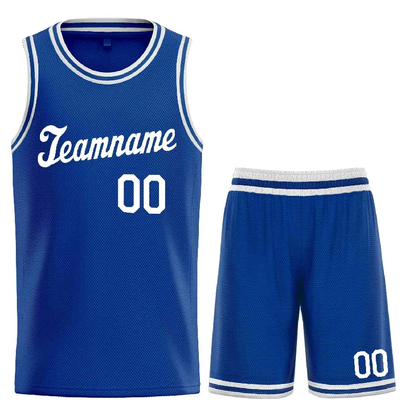 Basketball Jersey with Stretch for Easy Movement-Custom Royal White Classic Sets Sports Uniform Basketball Jersey