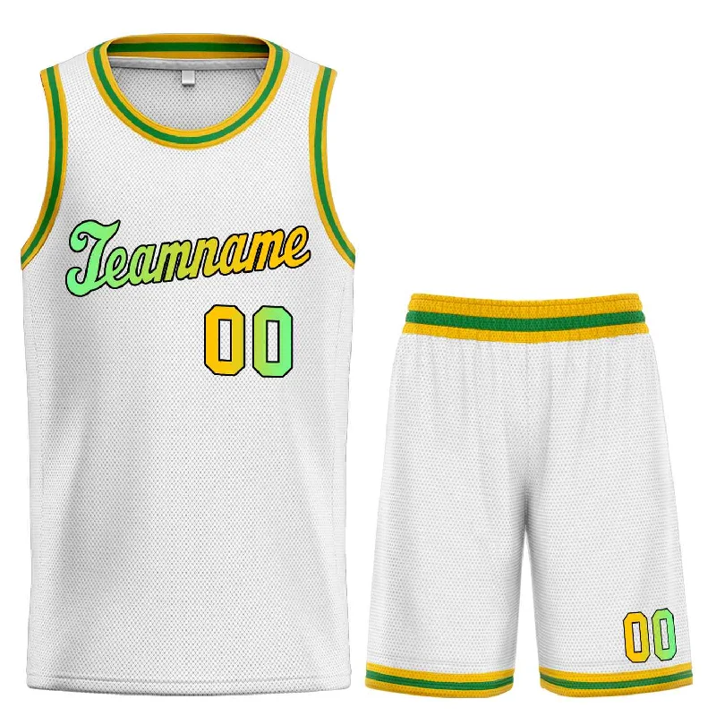 Basketball Jersey for Both Training and Games-Custom White Green-Black Classic Sets Sports Uniform Basketball Jersey