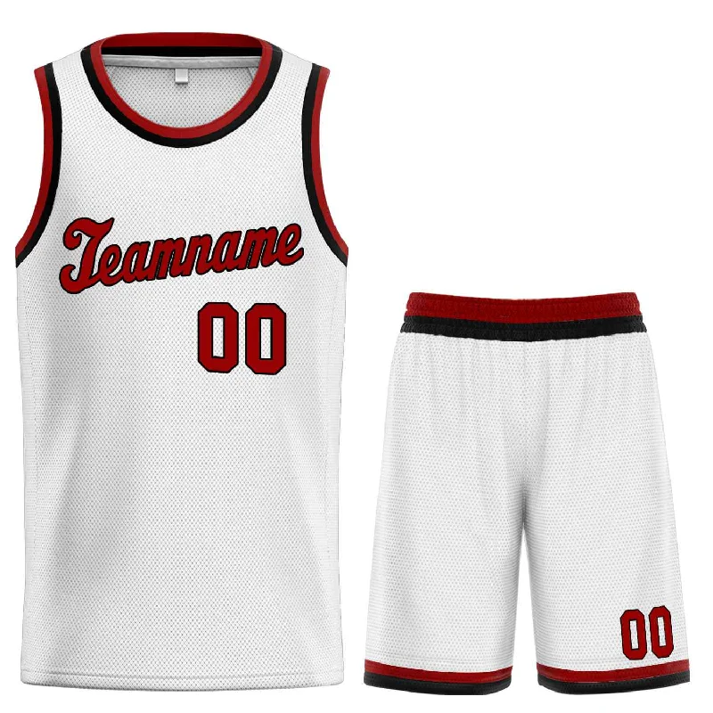 Basketball Jersey for Maximum Performance in Every Game-Custom White Maroon-Black Classic Sets Sports Uniform Basketball Jersey