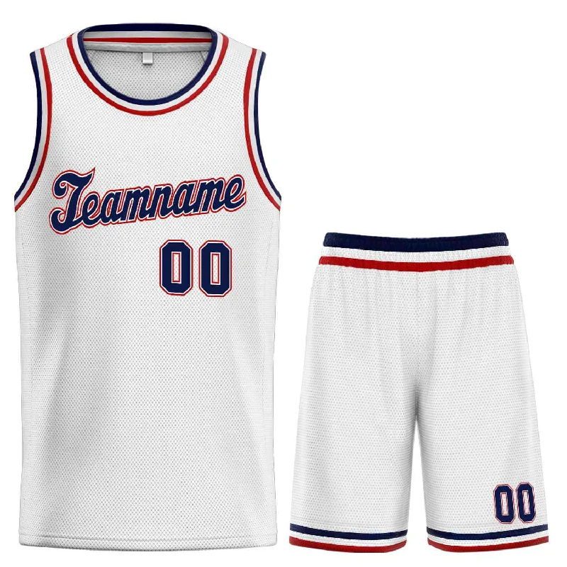 Basketball Jersey for Professional Quality and Comfort-Custom White Navy-Red Classic Sets Sports Uniform Basketball Jersey