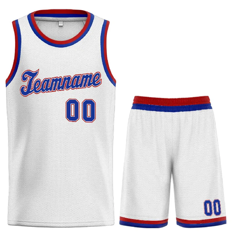 Basketball Jersey with Adjustable Fit for Every Player-Custom White Royal-Red Classic Sets Sports Uniform Basketball Jersey