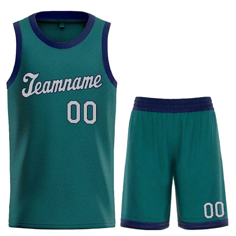 Basketball Jersey for Professional-Level Performance-Custom Aqua Gray-Navy Classic Sets Sports Uniform Basketball Jersey