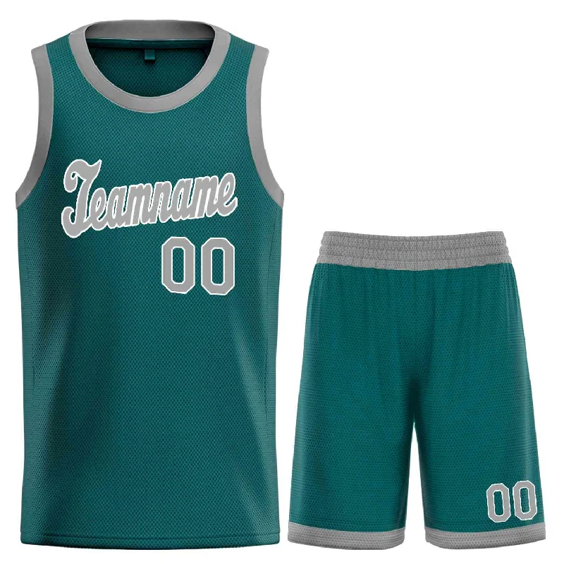 Basketball Jersey for Full Coverage and Freedom of Movement-Custom Aqua Gray-White Classic Sets Sports Uniform Basketball Jersey