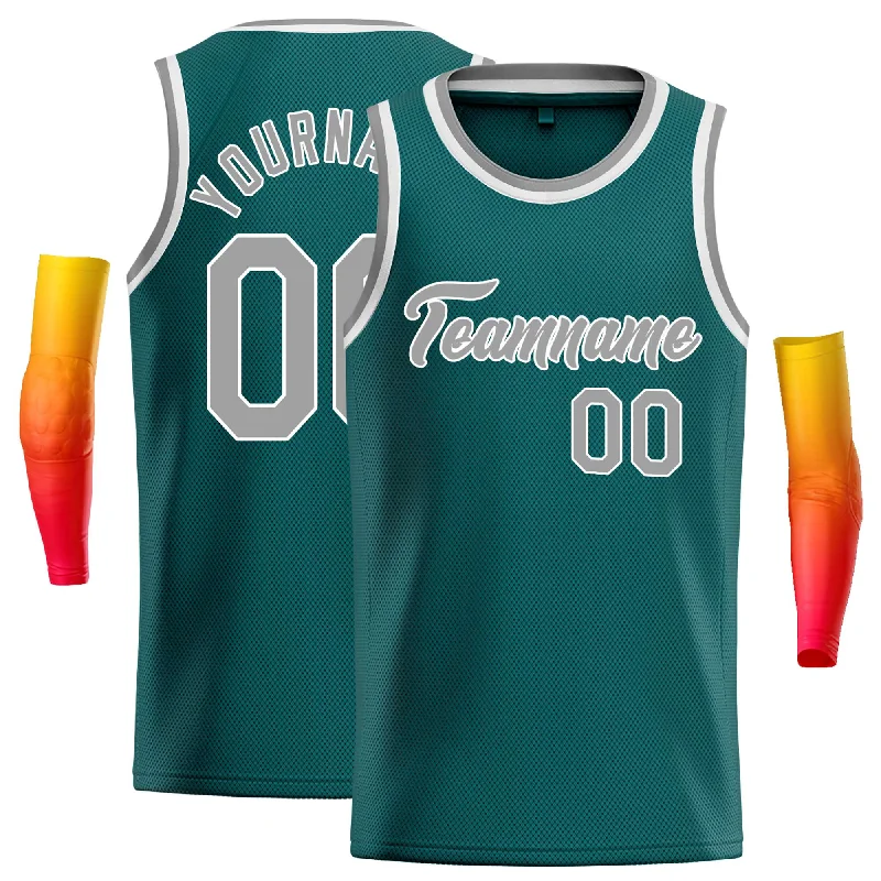 Custom Basketball Jersey for Teams-Custom Aqua Gray-White Classic Tops Casual Basketball Jersey