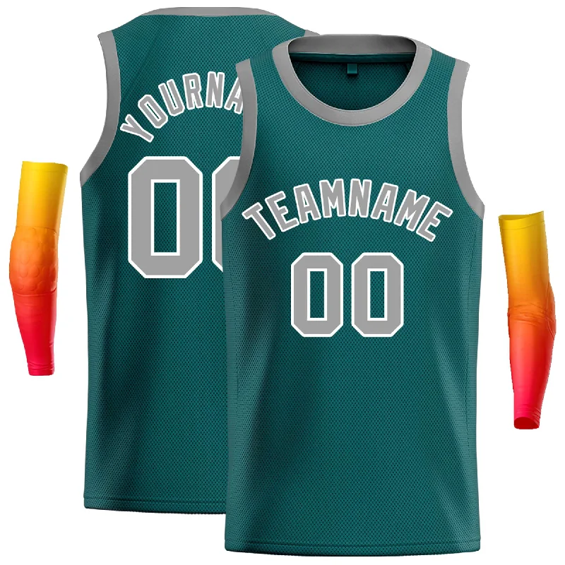 Basketball Jersey for Comfortable Fit in Every Game-Custom Aqua Gray-White Classic Tops Casual Basketball Jersey