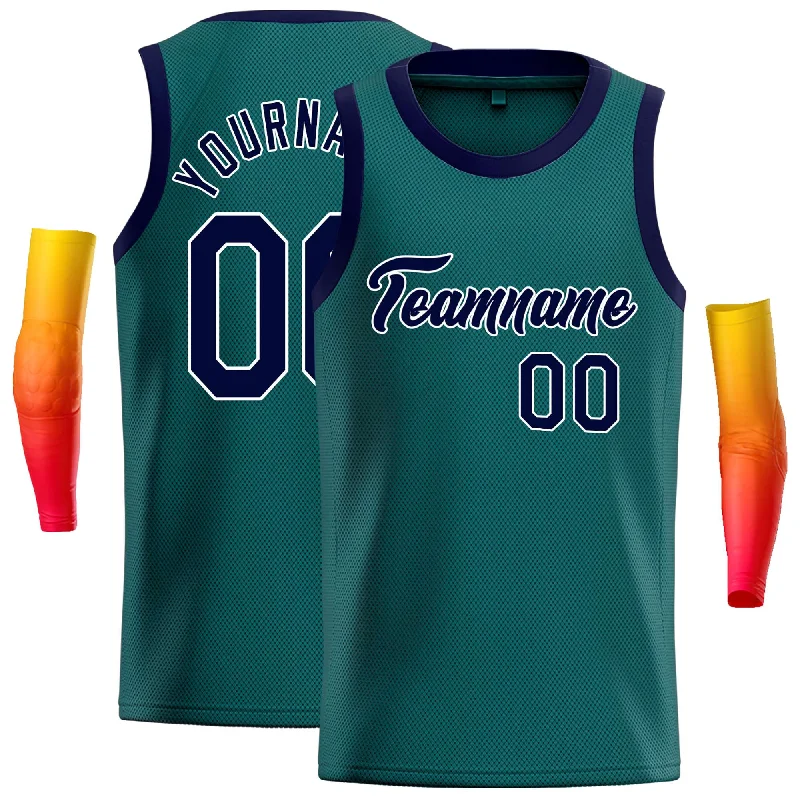 Basketball Jersey for Comfortable Fit-Custom Aqua Navy-White Classic Tops Casual Basketball Jersey