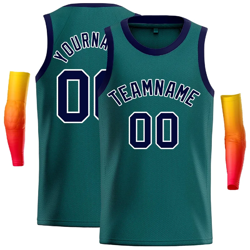 Basketball Jersey for Customizable Fit and Style-Custom Aqua Navy-White Classic Tops Casual Basketball Jersey