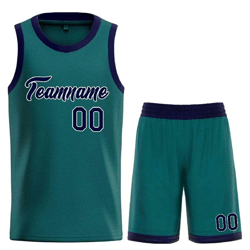 Basketball Jersey for Maximum Comfort During Intense Games-Custom Aqua Navy-White Heal Sports Uniform Classic Sets Basketball Jersey