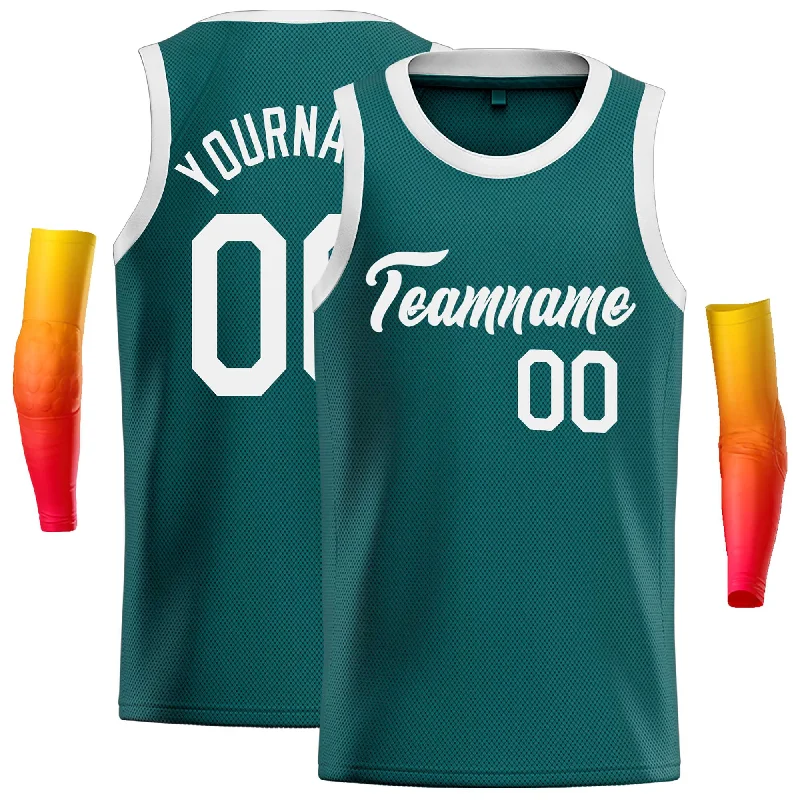 Basketball Jersey for Breathable Fabric-Custom Aqua White Classic Tops Casual Basketball Jersey