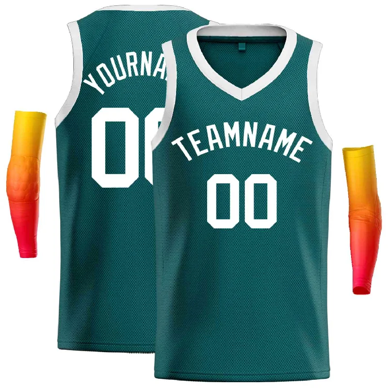 Basketball Jersey for Best Comfort During Long Games-Custom Aqua White-Classic Tops Men Casual Basketball Jersey