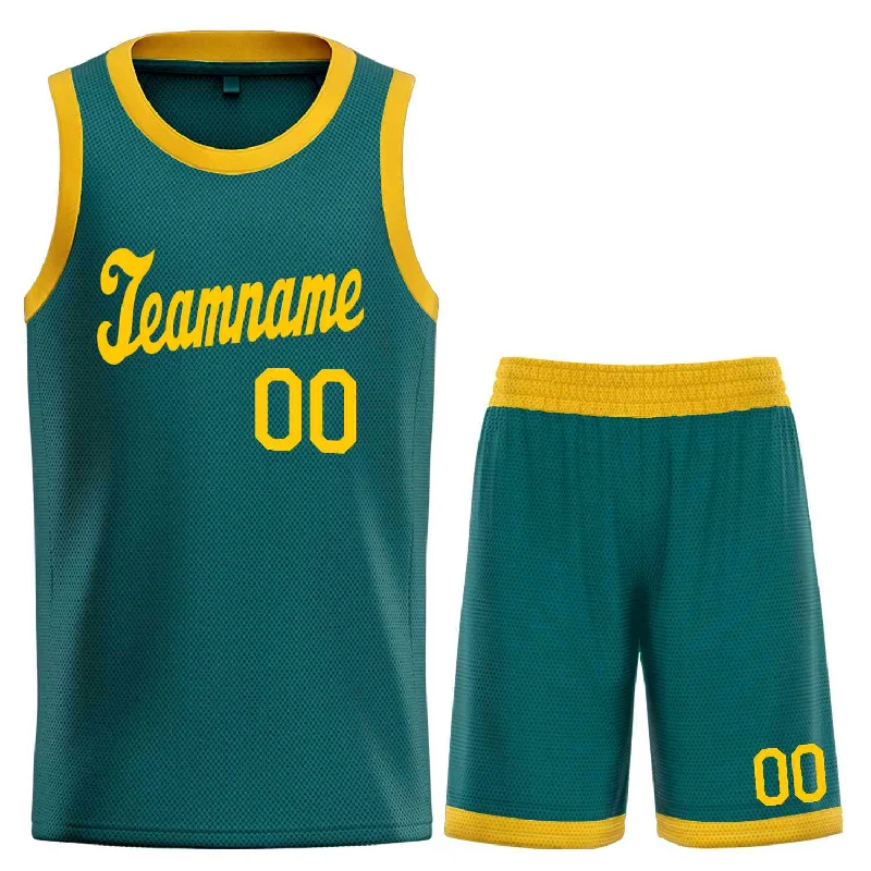 Basketball Jersey for Optimal Game-Day Comfort-Custom Aqua Yellow Classic Sets Sports Uniform Basketball Jersey