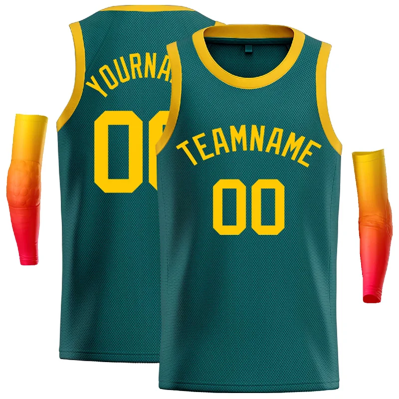 Best Basketball Jersey for Comfort-Custom Aqua Yellow Classic Tops Casual Basketball Jersey