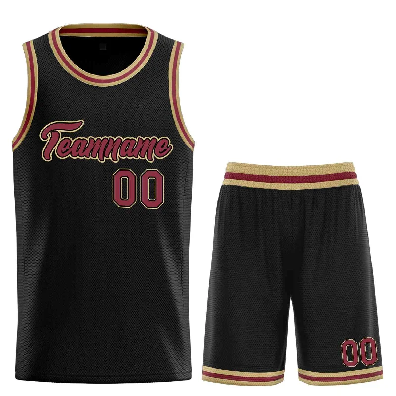 Basketball Jersey for Ultimate Breathability-Custom Black Maroon-Old Gold Heal Sports Uniform Classic Sets Basketball Jersey