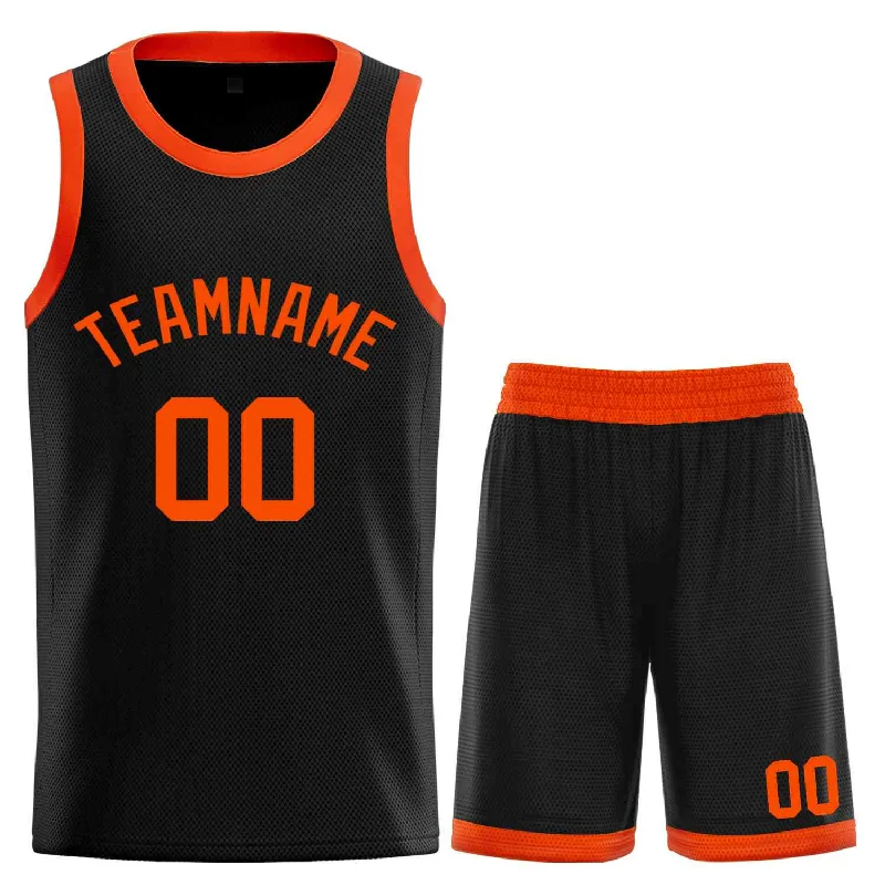 Basketball Jersey for Dynamic Play and Movement-Custom Black Orange-Classic Sets Curved Basketball Jersey