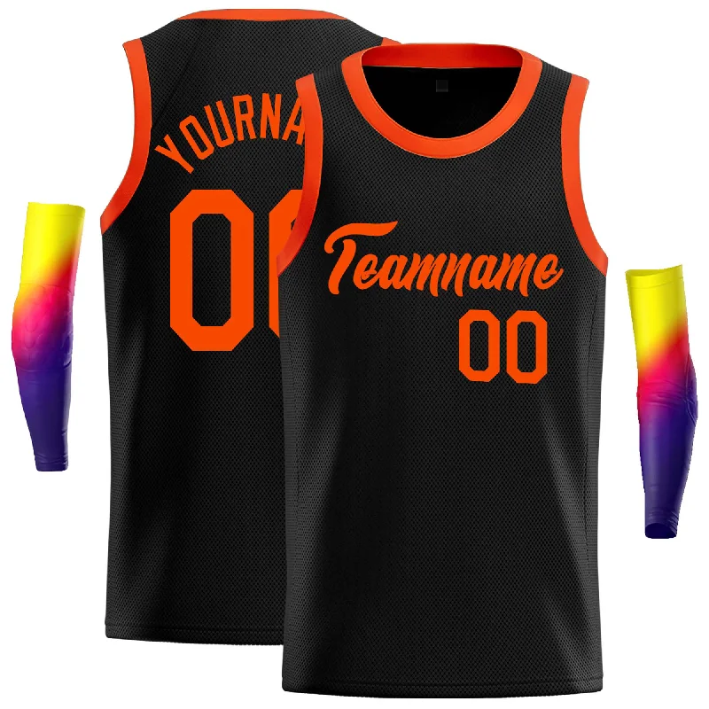 Basketball Jersey for Comfortable Movement During Dribbling-Custom Black Orange Classic Tops Casual Basketball Jersey