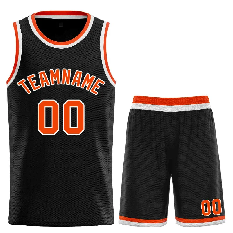 Basketball Jersey for Pro-Level Comfort and Performance-Custom Black Orange-White Classic Sets Curved Basketball Jersey