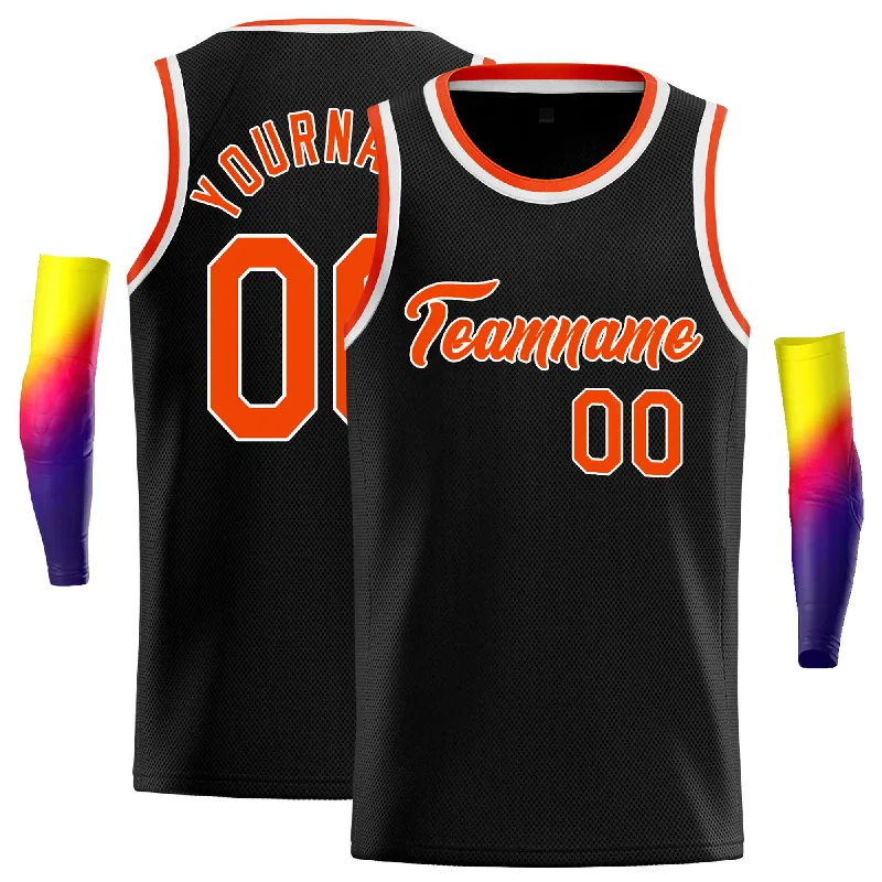 Basketball Jersey for Team-Friendly Customization-Custom Black Orange-White Classic Tops Casual Basketball Jersey