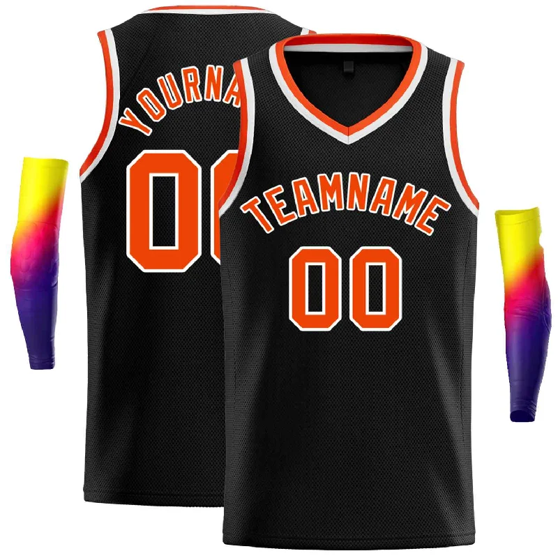 Basketball Jersey for Comfortable Design and Fit-Custom Black Orange-White Classic Tops Men Casual Basketball Jersey