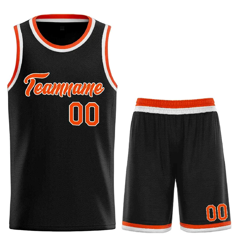 Basketball Jersey for High-Speed Performance-Custom Black Orange-White Heal Sports Uniform Classic Sets Basketball Jersey