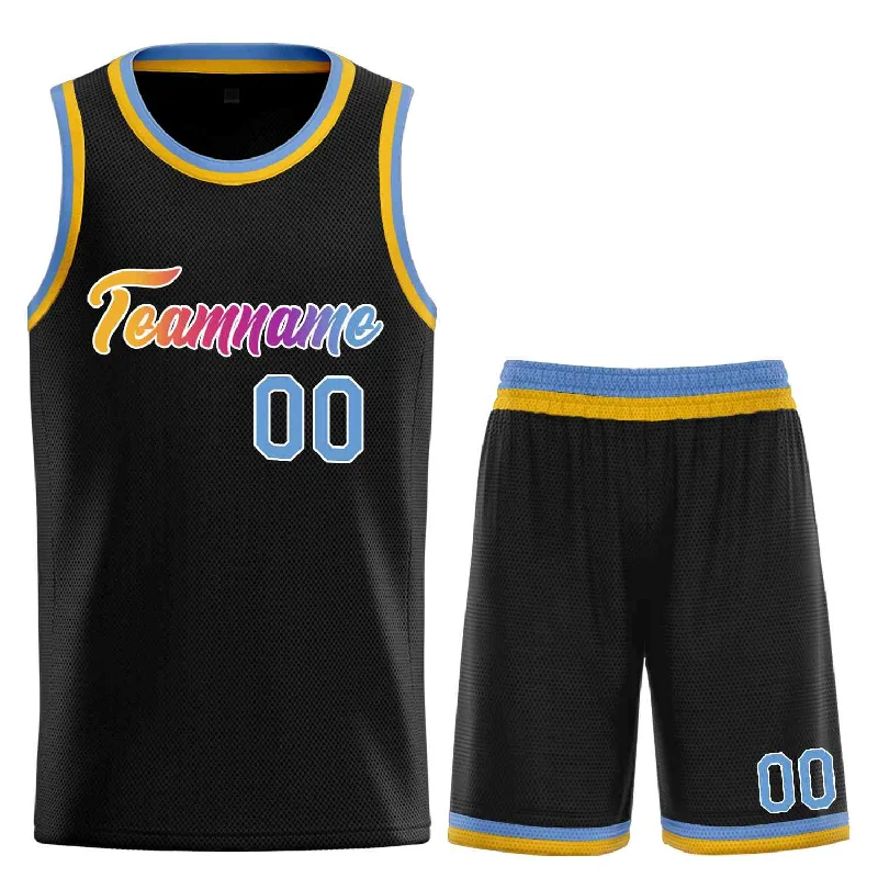 Basketball Jersey for Dynamic Play and Movement-Custom Black Powder Blue-White Heal Sports Uniform Classic Sets Basketball Jersey