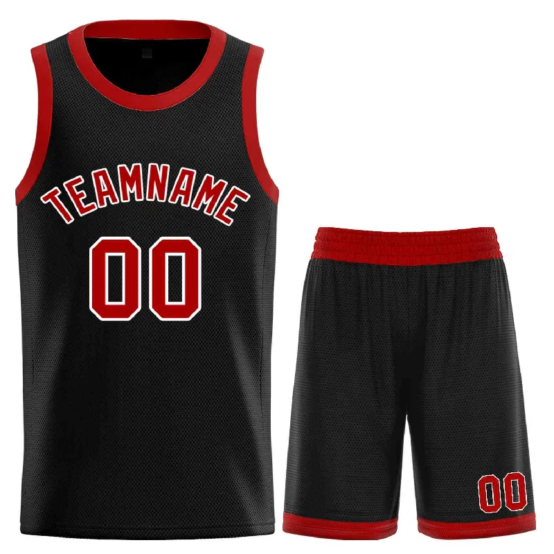 Basketball Jersey for Stylish Look and Fit-Custom Black Red-White Classic Sets Curved Basketball Jersey