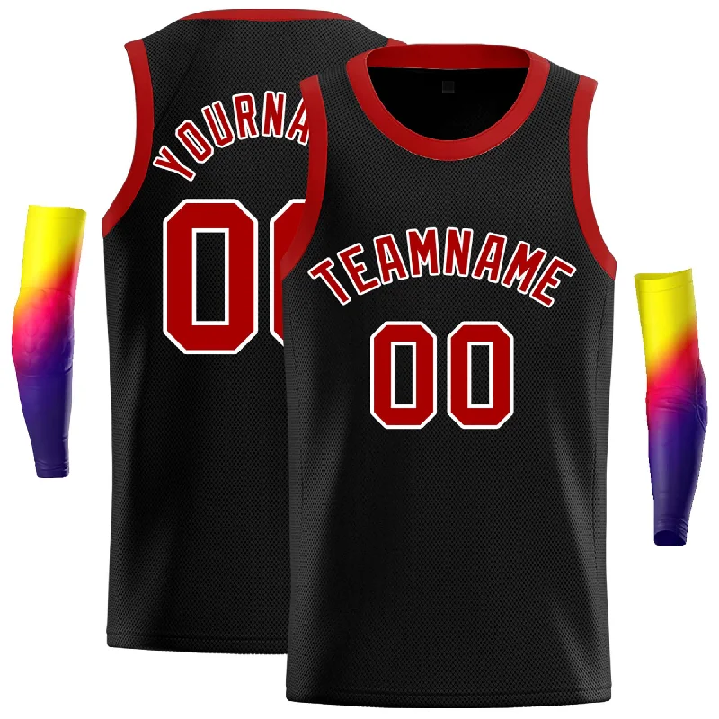 Basketball Jersey for Durable Construction and Reliable Performance-Custom Black Red-White Classic Tops Casual Basketball Jersey